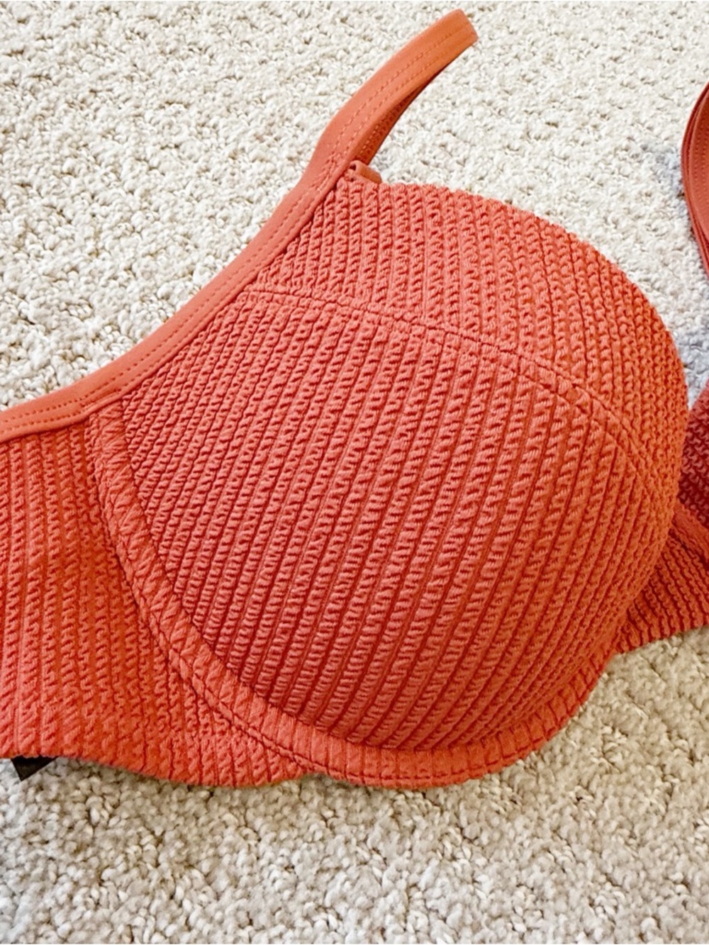 Victorias Secret Pink Burnt Orange Bikini Top Sz L VS Swimsuit Padded Underwire - Picture 2 of 8
